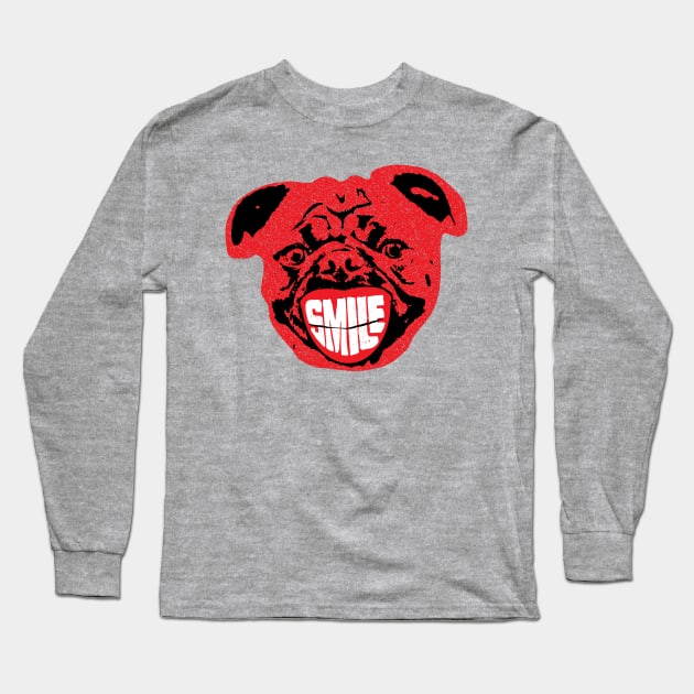 Ugly Red Pug Head Says Smile Long Sleeve T-Shirt by pelagio